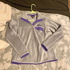 Patagonia pullover fleece xs purple and gray